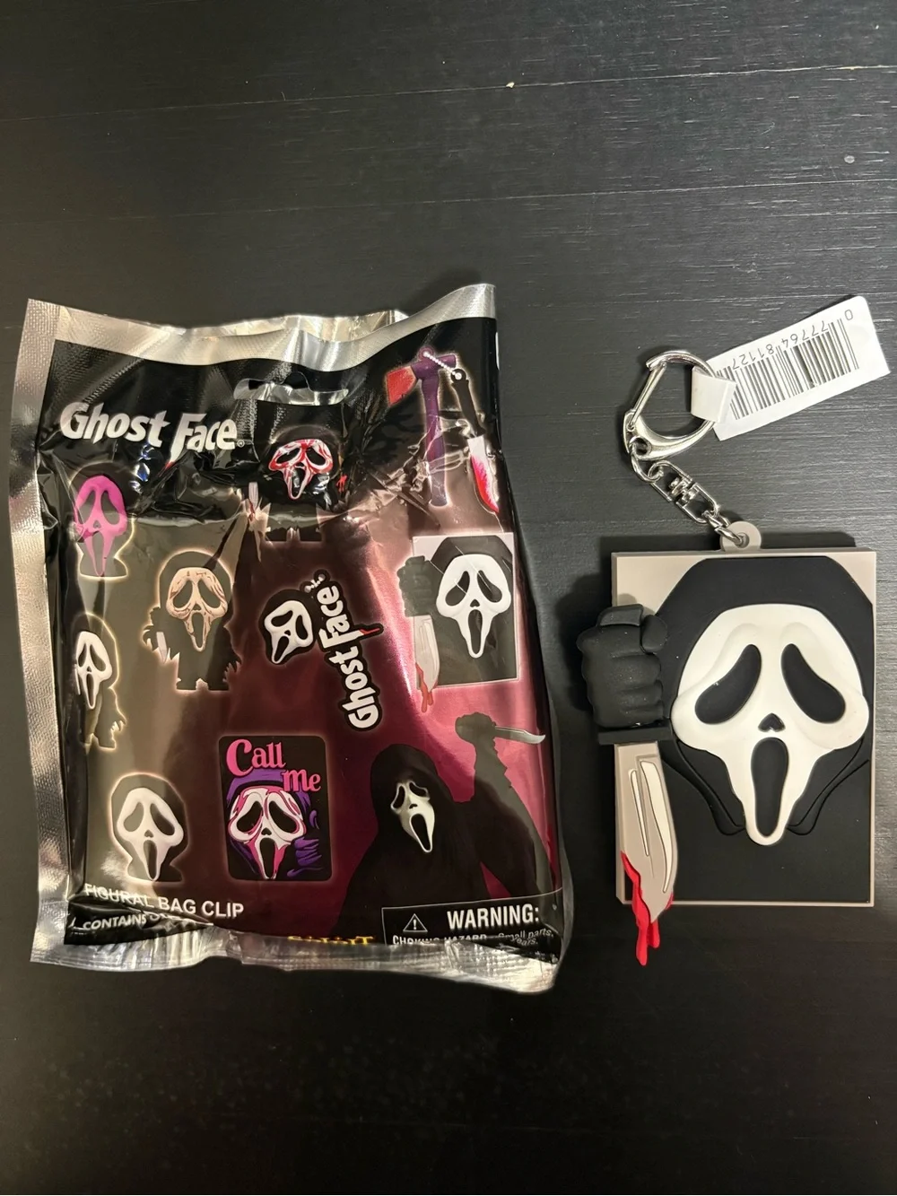Ghost face figural bag clip keychain